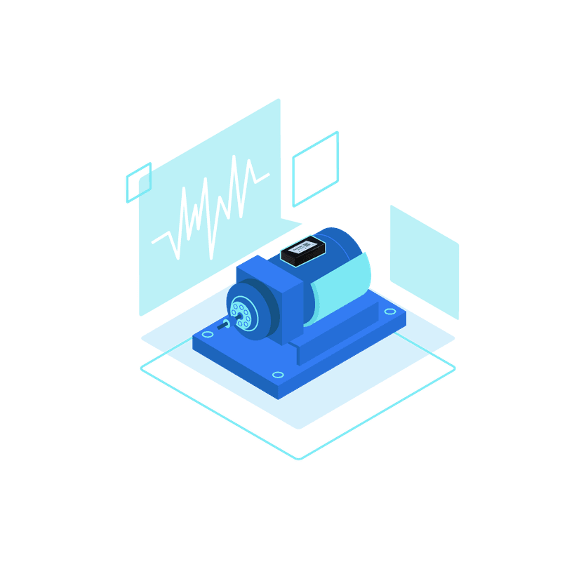 Desenho de um motor industrial com o sensor Tractian